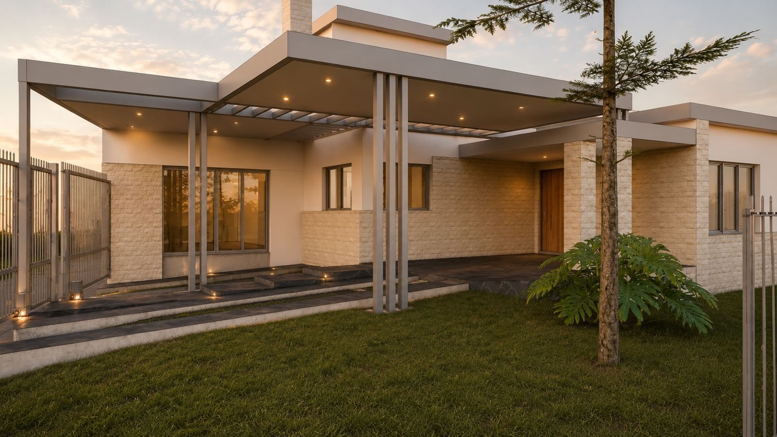 Pérgola y jardín