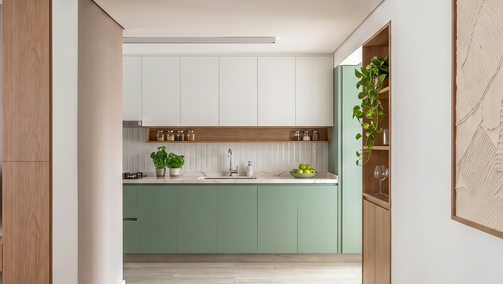 Cocina verde jade