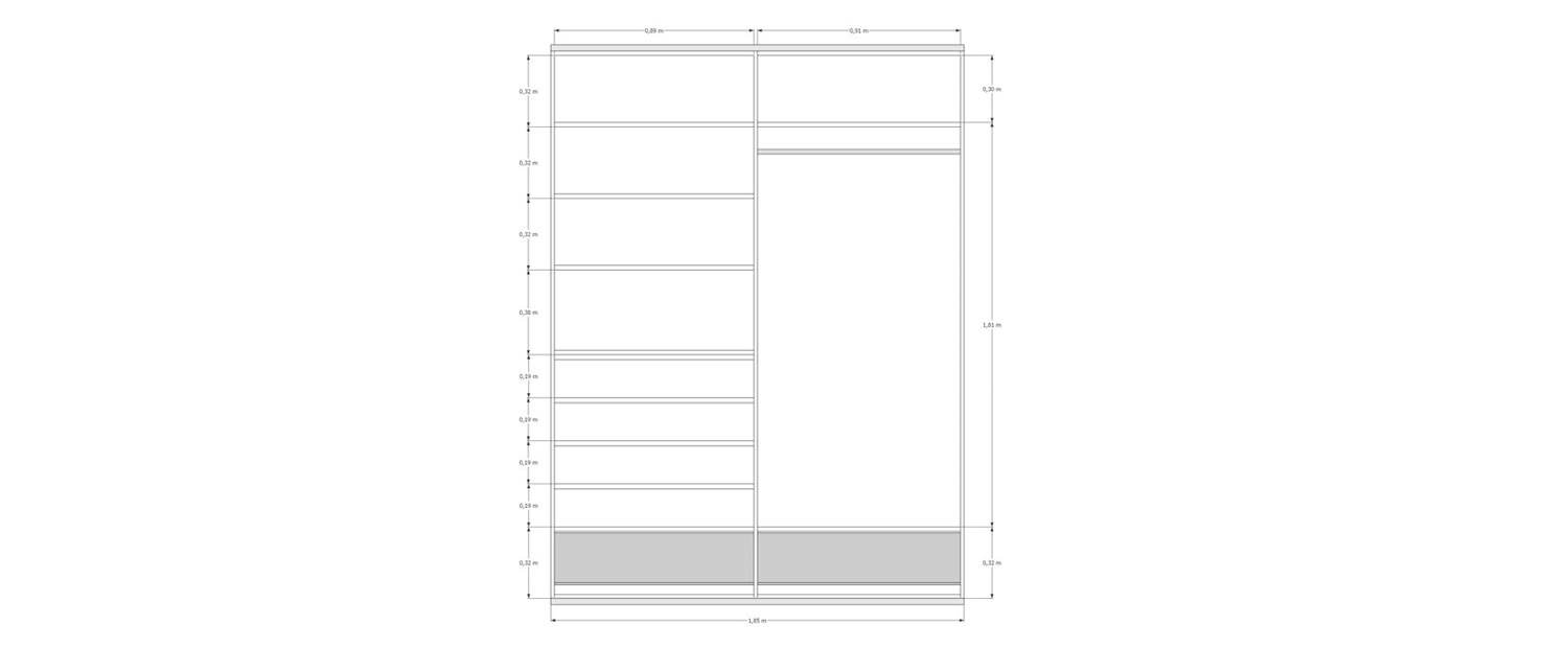 Placard del dormitorio 2 con medidas