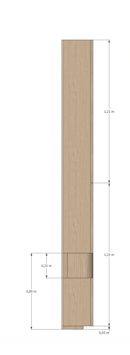 Columna y cajón en corte